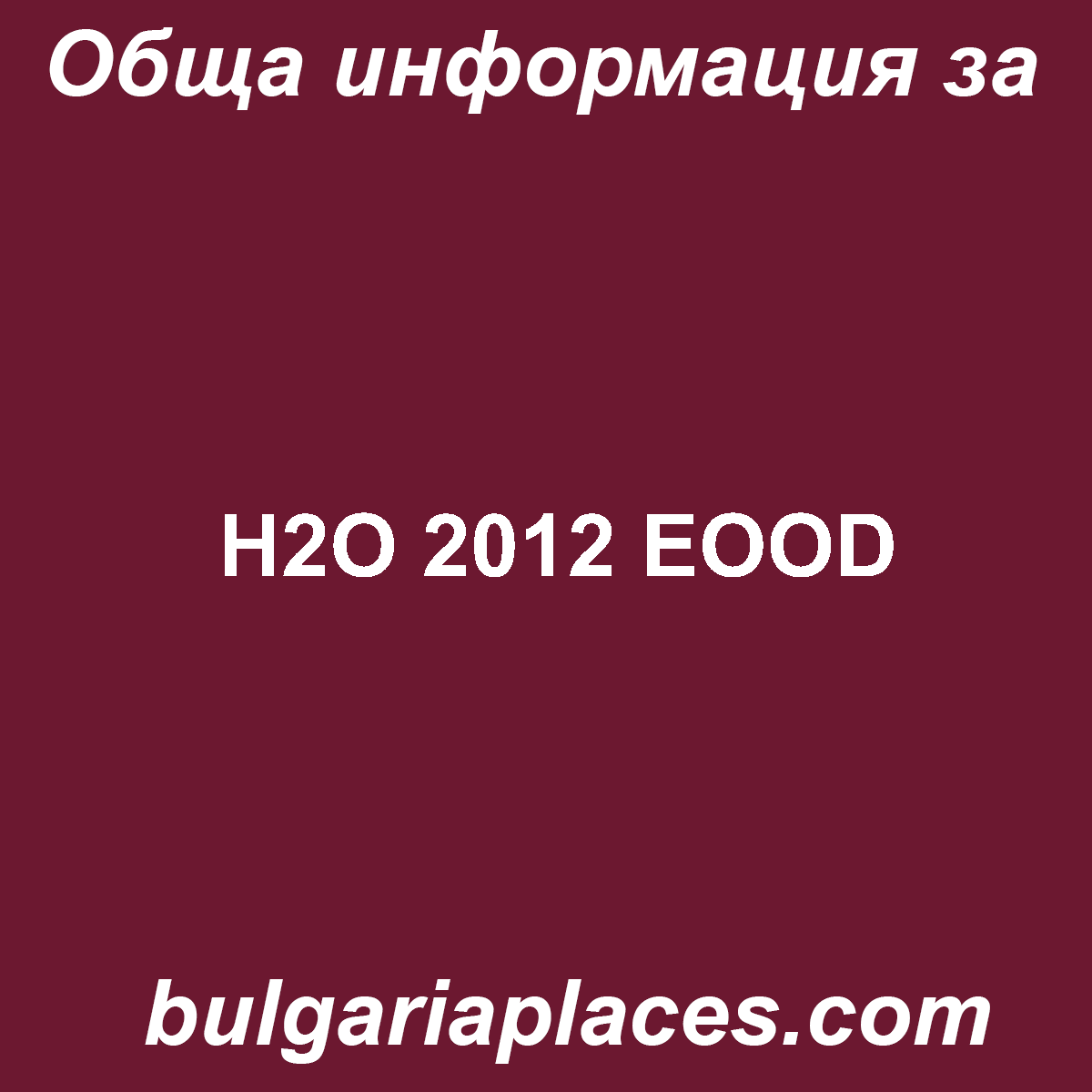 H2O 2012 EOOD