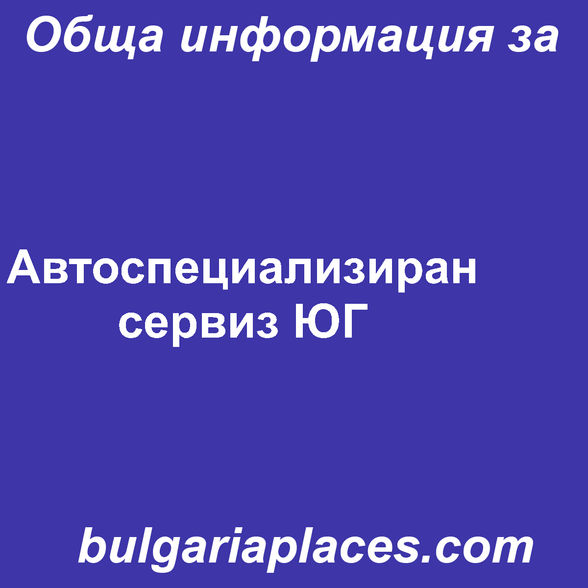 Автоспециализиран сервиз ЮГ