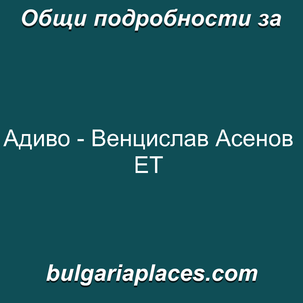 Адиво – Венцислав Асенов ЕТ