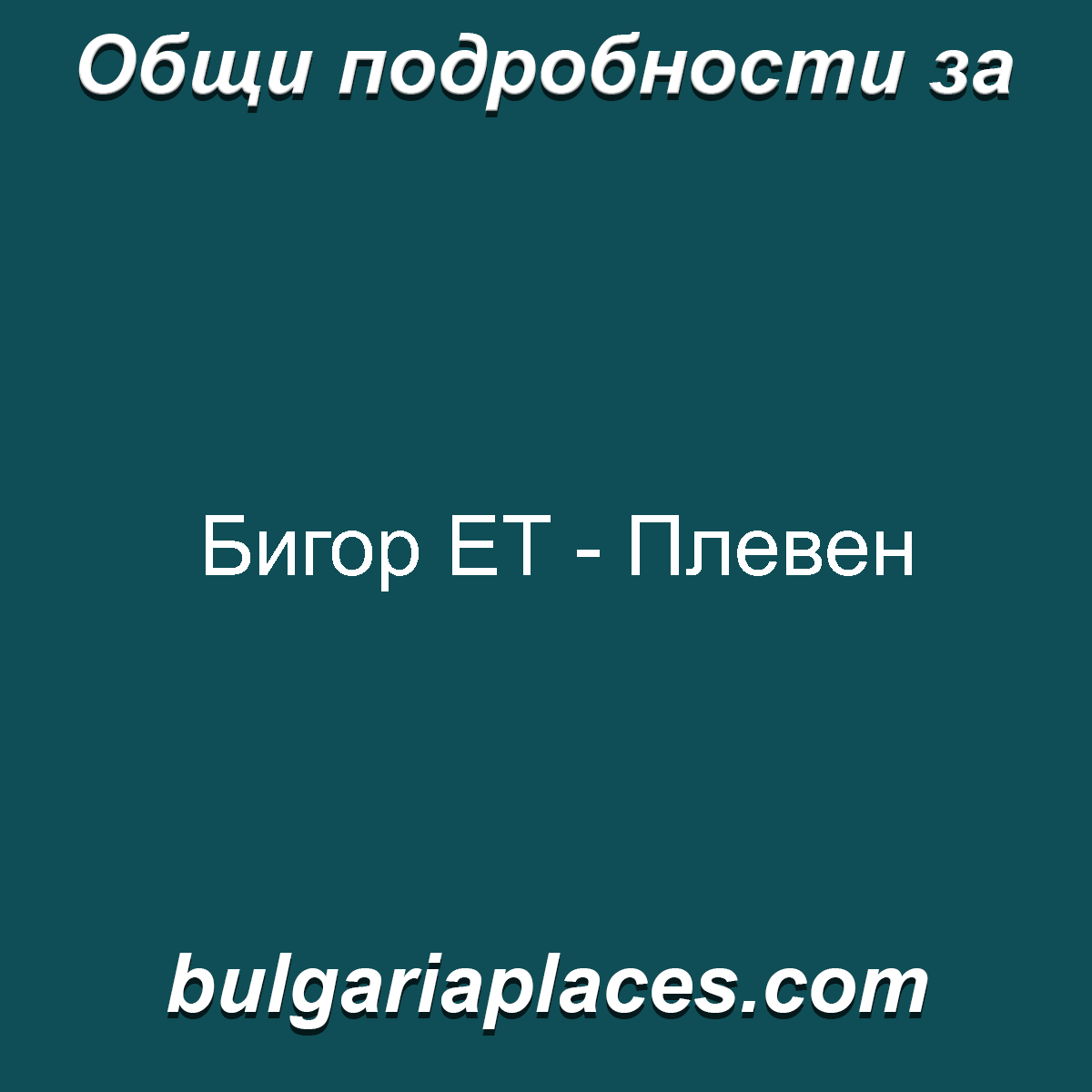 Бигор ET – Плевен
