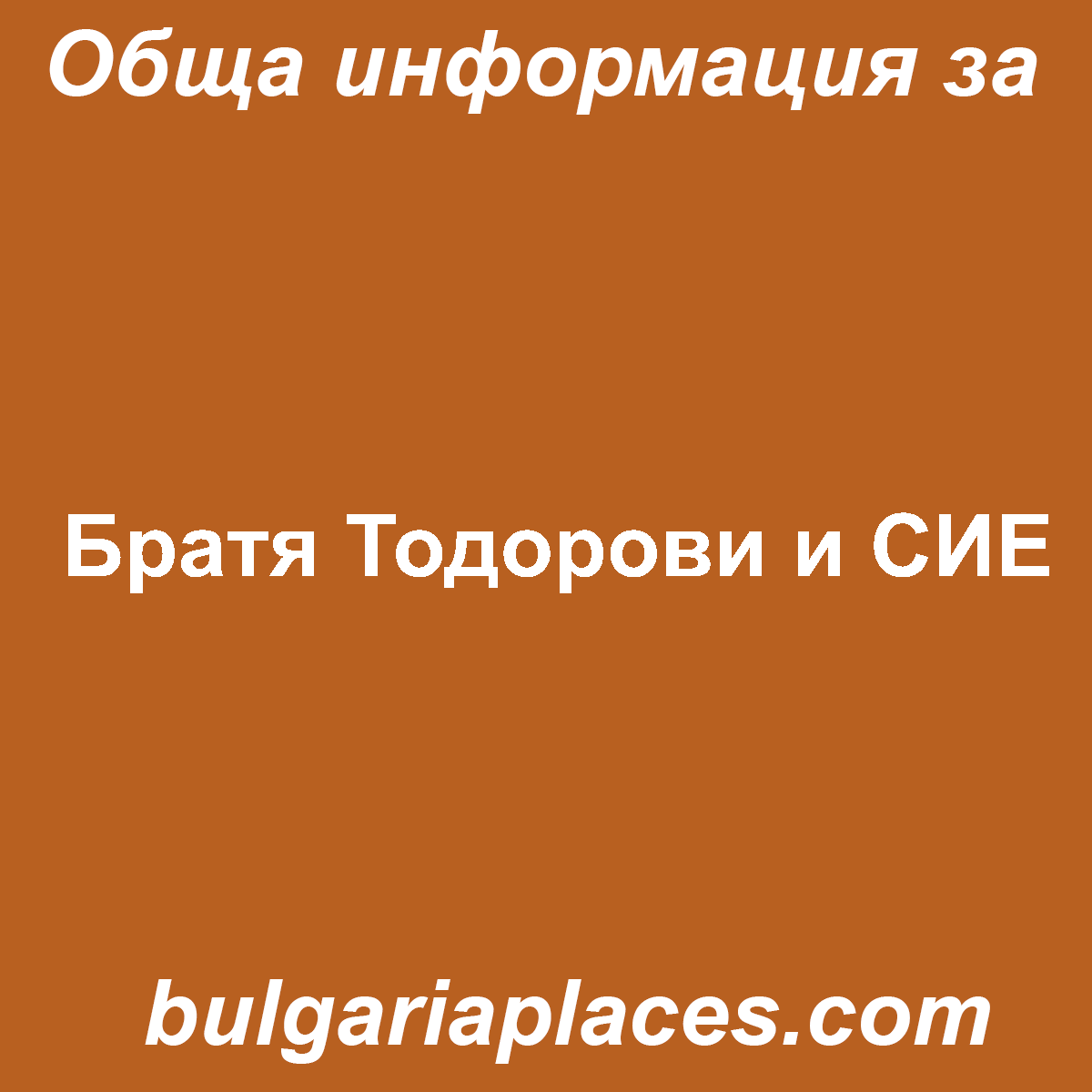 Братя Тодорови и СИЕ