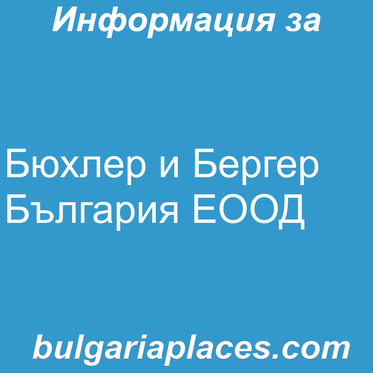 Бюхлер и Бергер България ЕООД