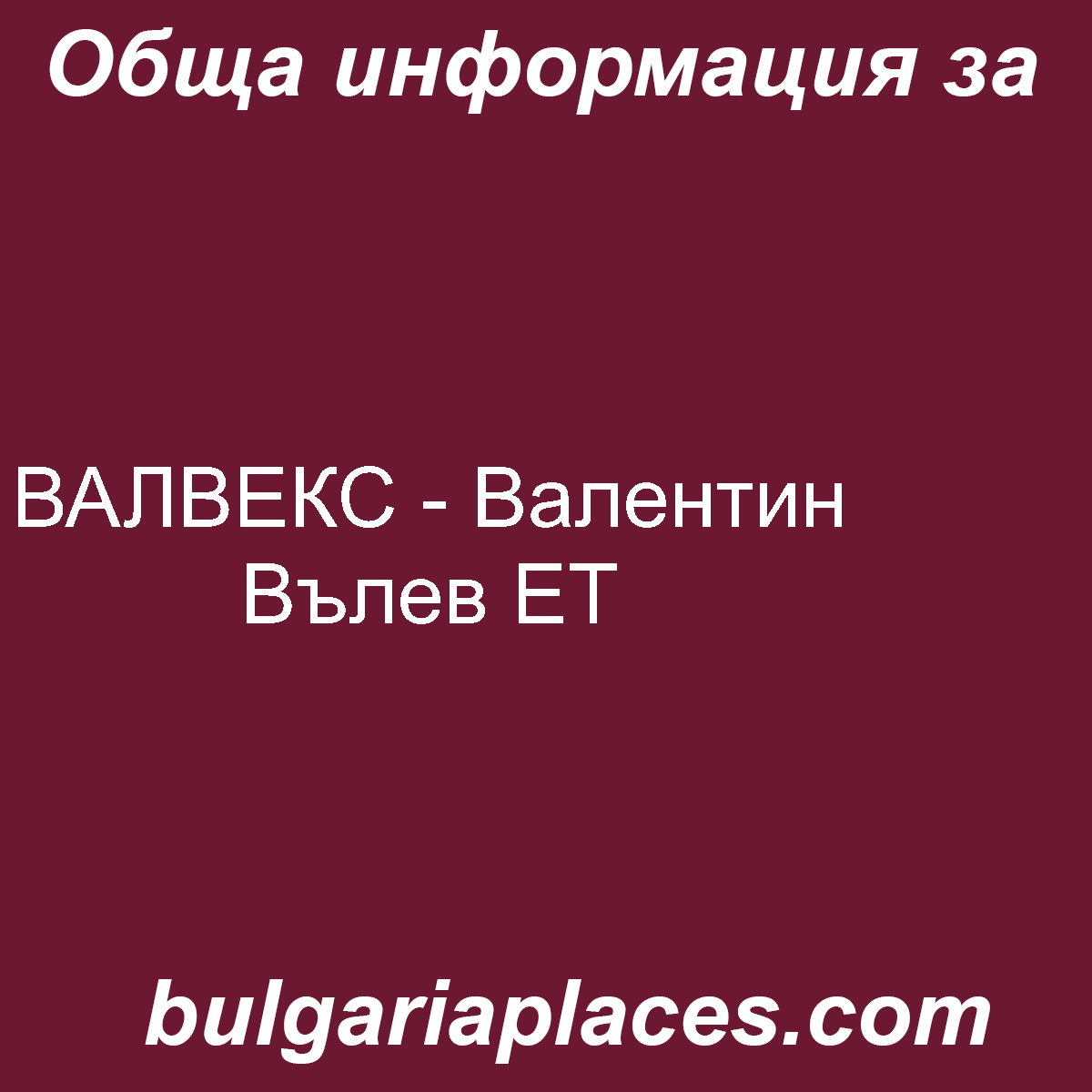 ВАЛВЕКС – Валентин Вълев ЕТ