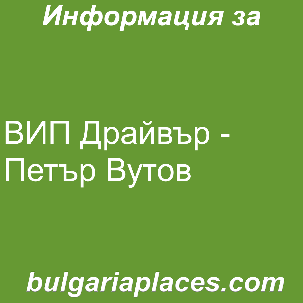ВИП Драйвър – Петър Вутов