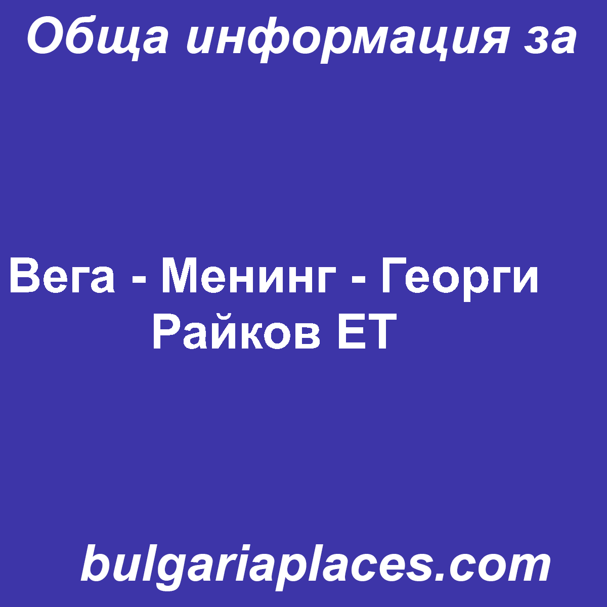 Вега – Менинг – Георги Райков ЕТ