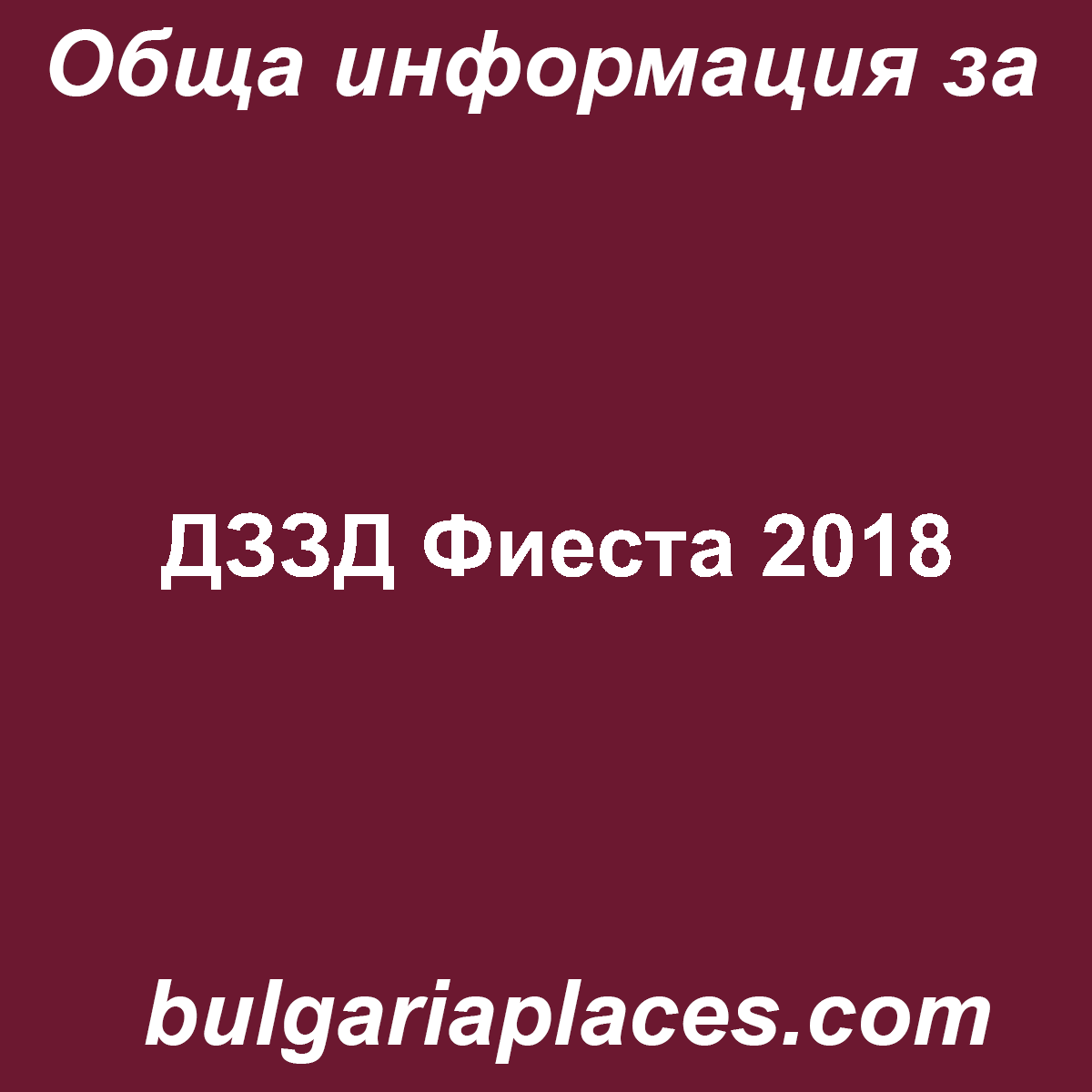 ДЗЗД Фиеста 2018