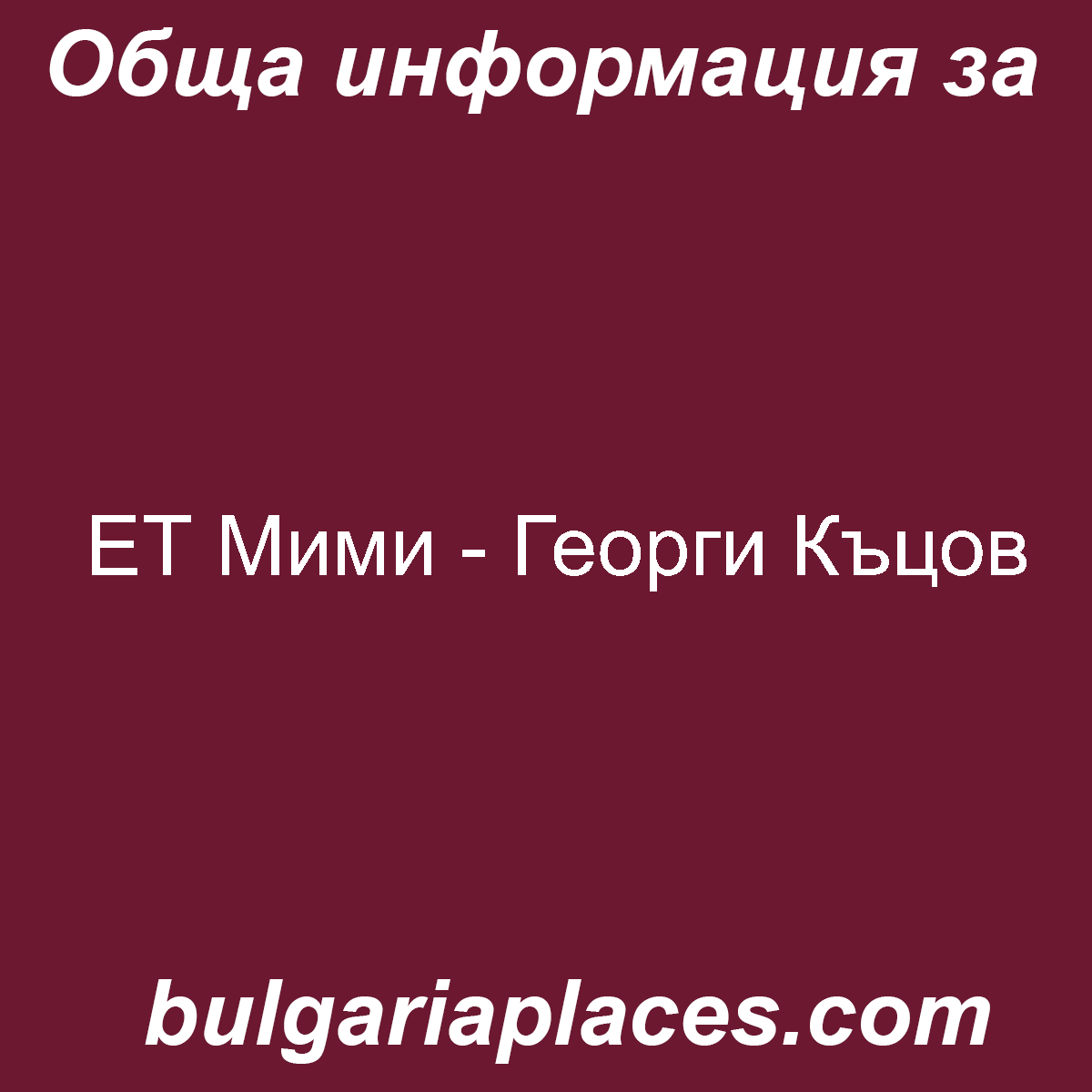 ЕТ Мими – Георги Къцов