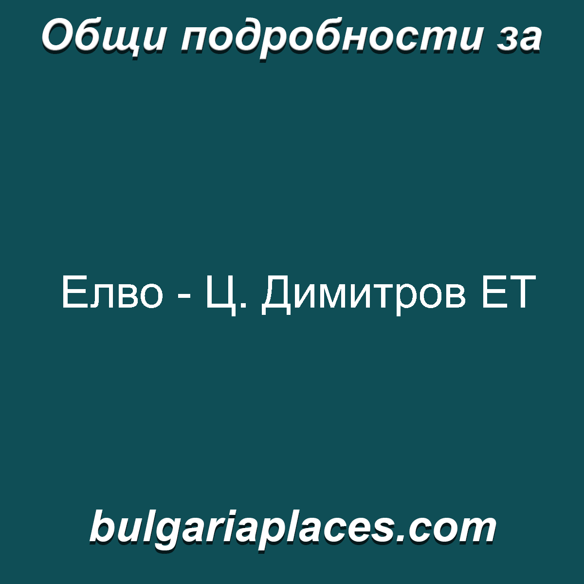 Елво – Ц. Димитров ЕТ