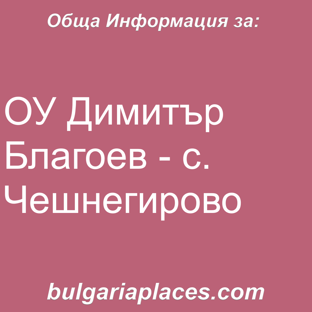 ОУ Димитър Благоев – с. Чешнегирово