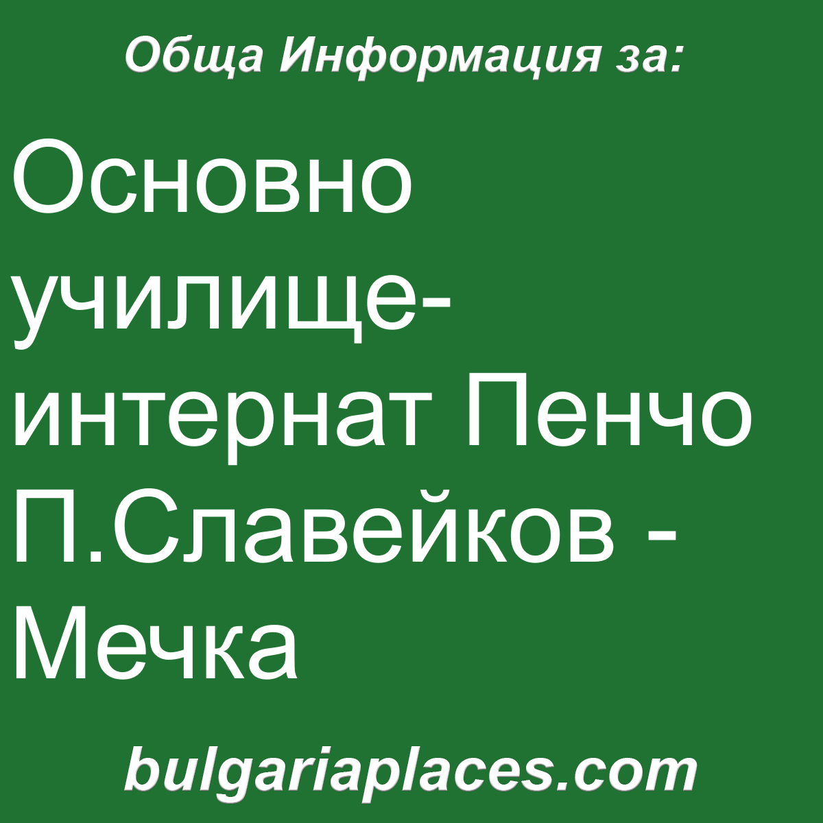 Основно училище-интернат Пенчо П.Славейков – Мечка