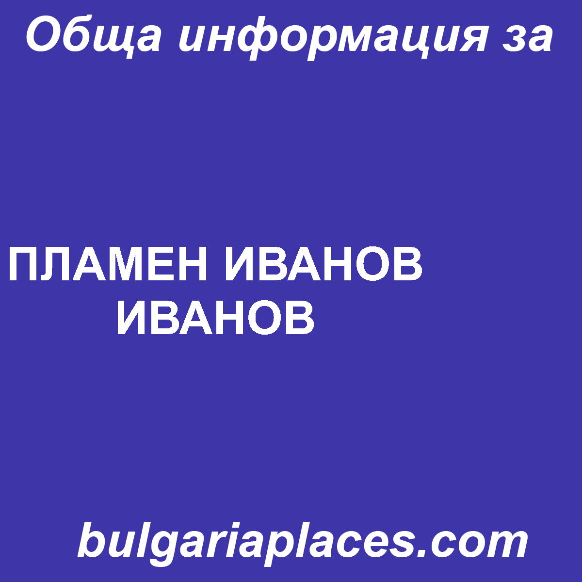 ПЛАМЕН ИВАНОВ ИВАНОВ