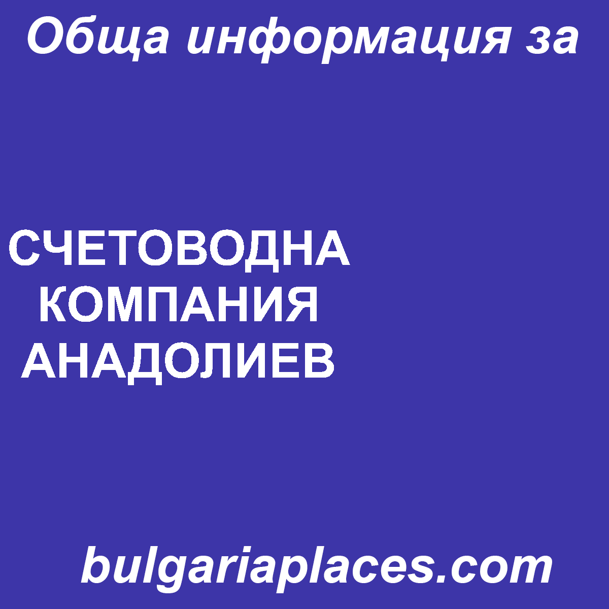 СЧЕТОВОДНА КОМПАНИЯ АНАДОЛИЕВ