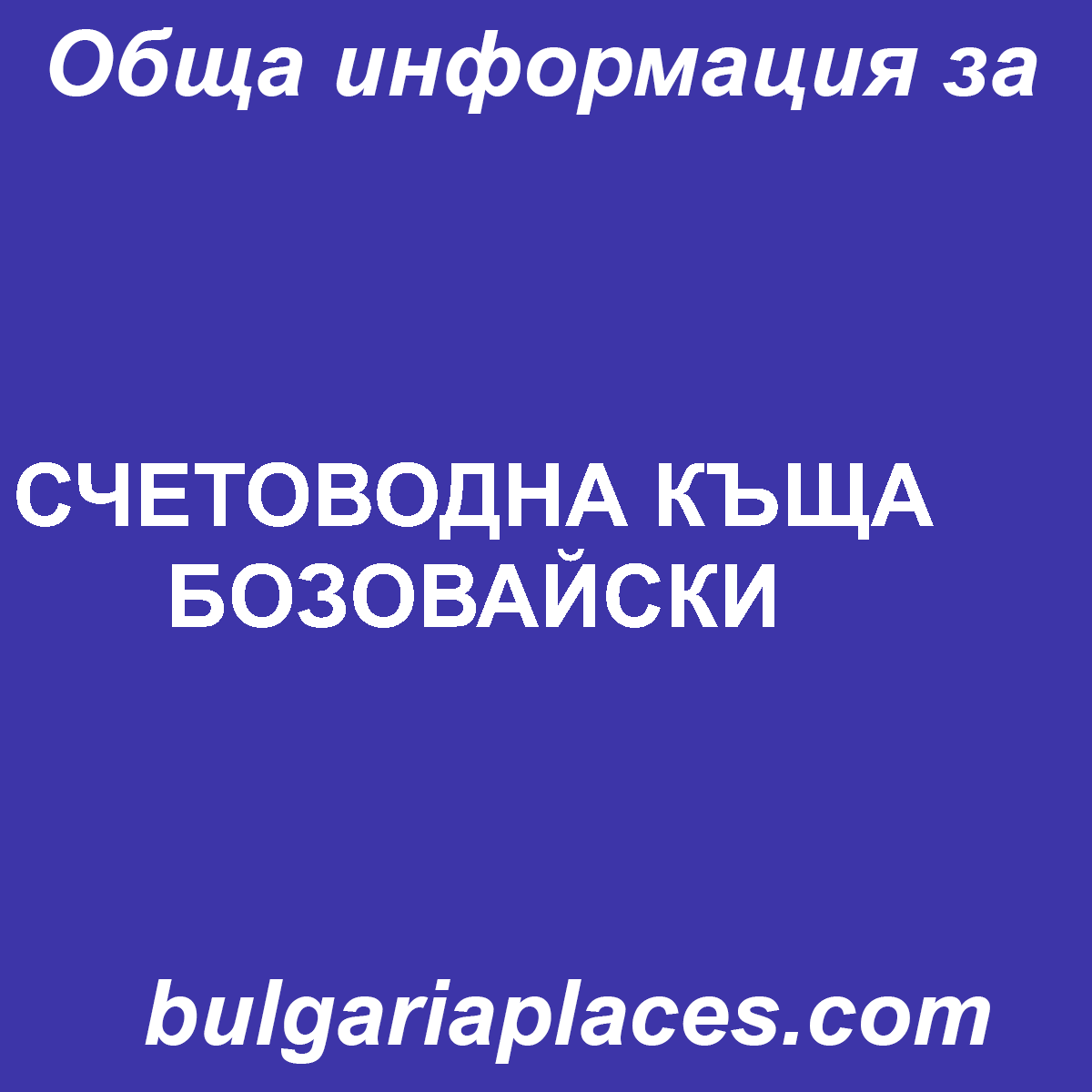 СЧЕТОВОДНА КЪЩА БОЗОВАЙСКИ
