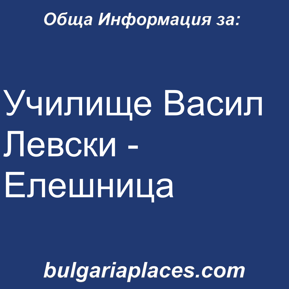 Училище Васил Левски – Елешница