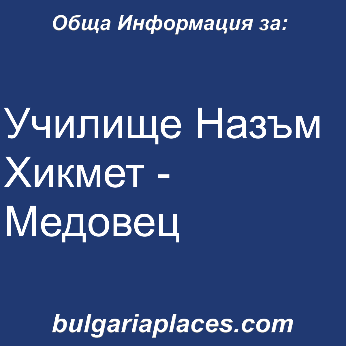 Училище Назъм Хикмет – Медовец