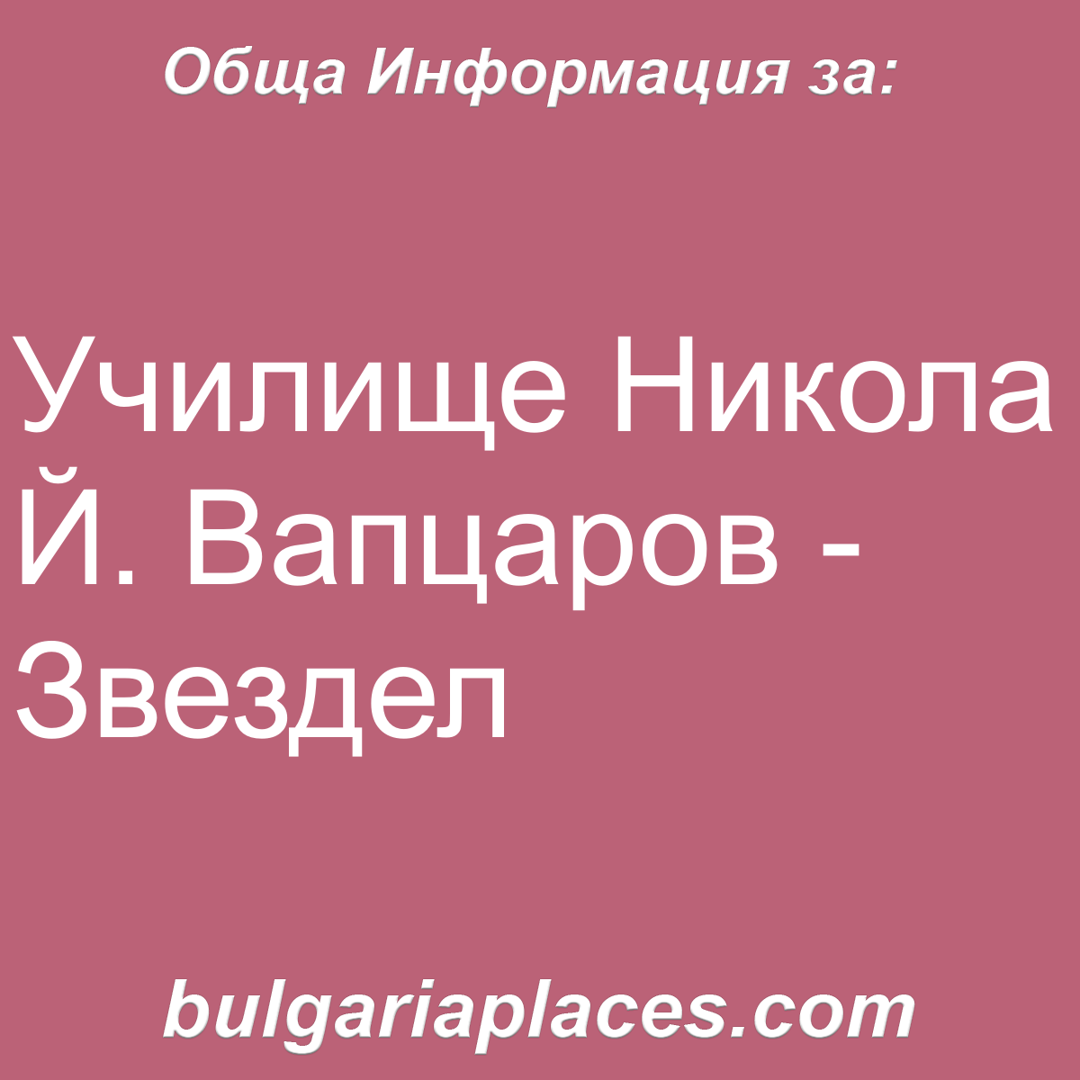 Училище Никола Й. Вапцаров – Звездел