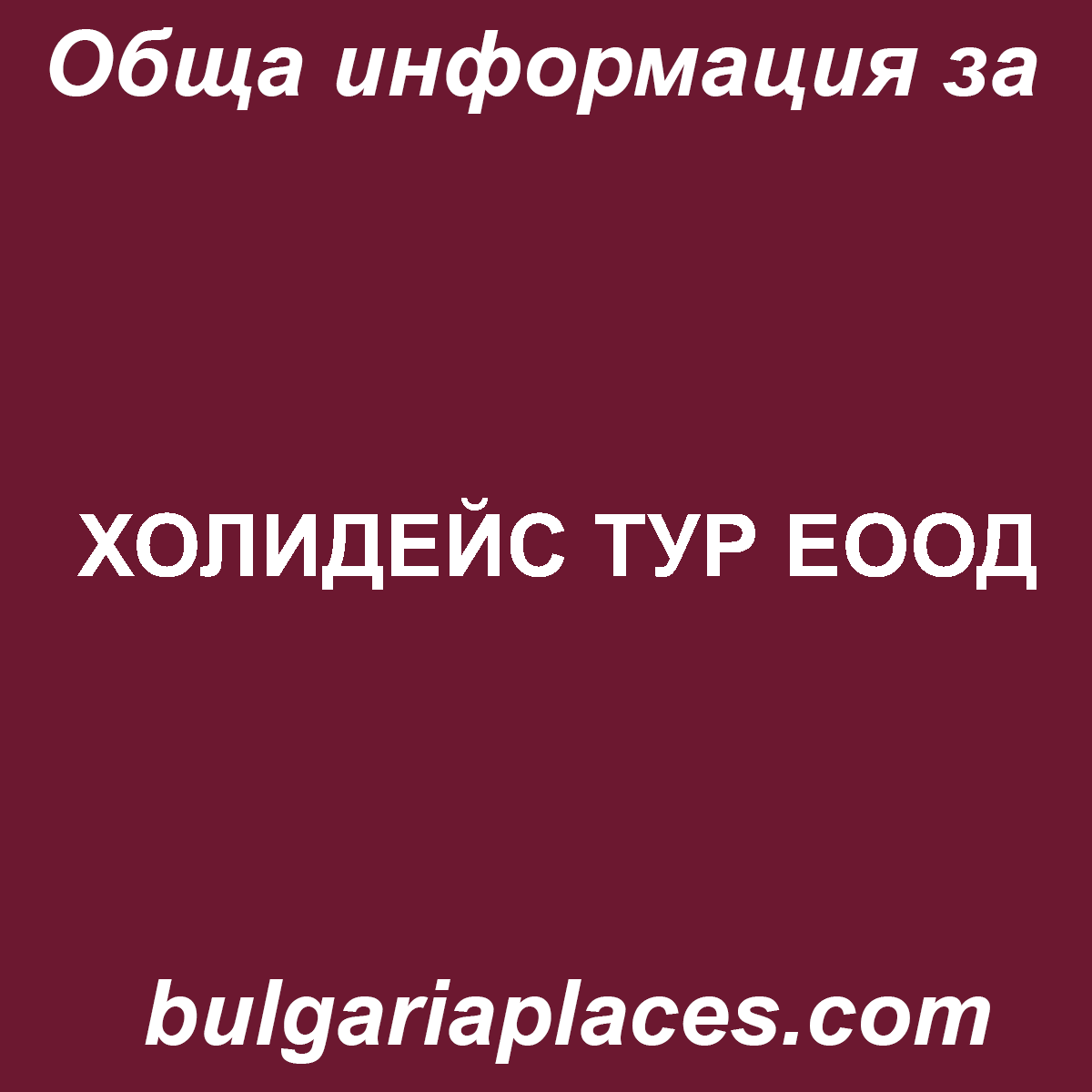 ХОЛИДЕЙС ТУР ЕООД