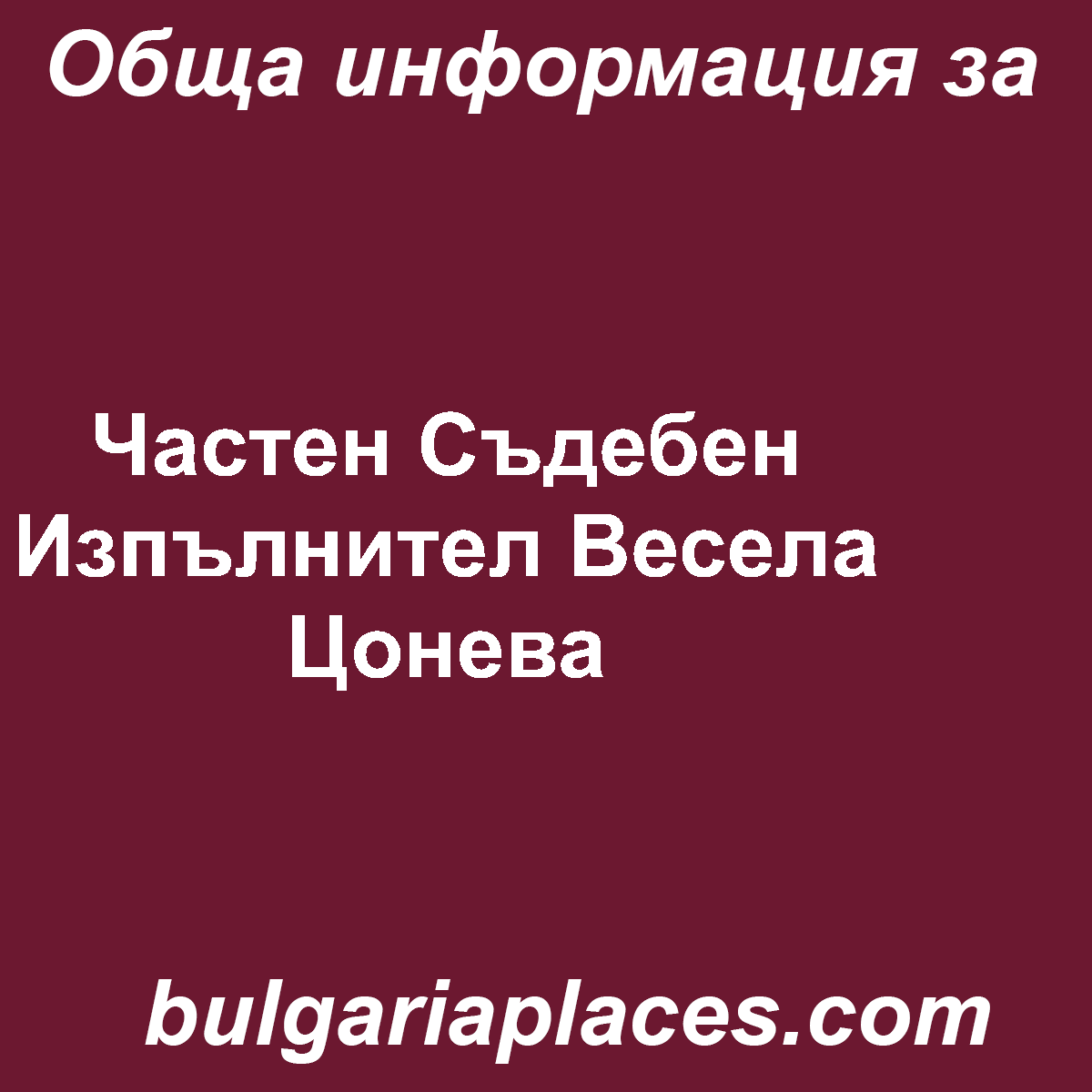 Частен Съдебен Изпълнител Весела Цонева